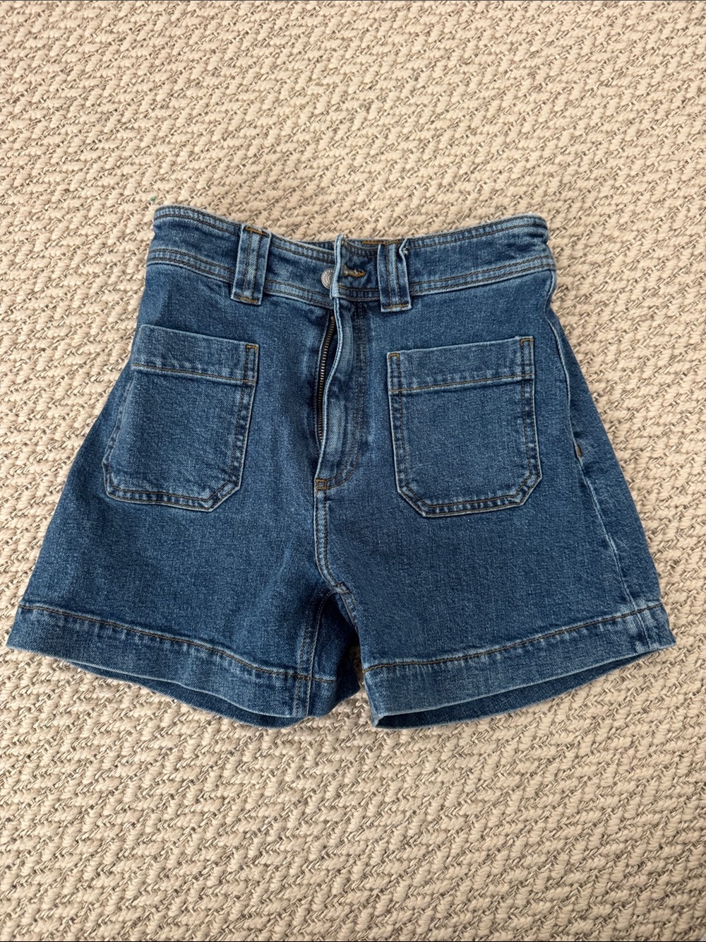 & Other Stories High-Waist Denim Shorts - Dark Blue